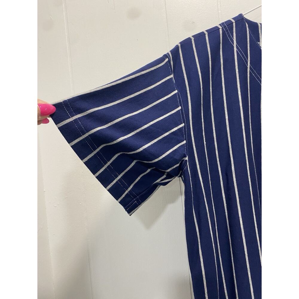 Vtg Lands’ End Blue White Striped Button Front Top W 14/16 Cotton Old Money Chic - Picture 6 of 7
